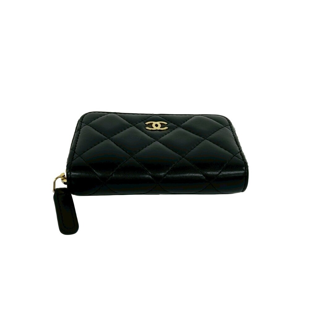 CHANEL Black Lambskin Leather Logo Wallet - Picture 6 of 9